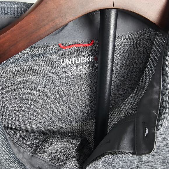 Untuckit Mens Polo XX-Large Gray Performance Short Sleeve Shirt NWT - Picture 2 of 3